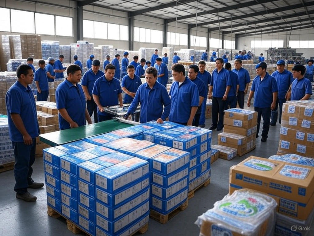 AMC Traders wholesale packaging facility with workers preparing bulk orders